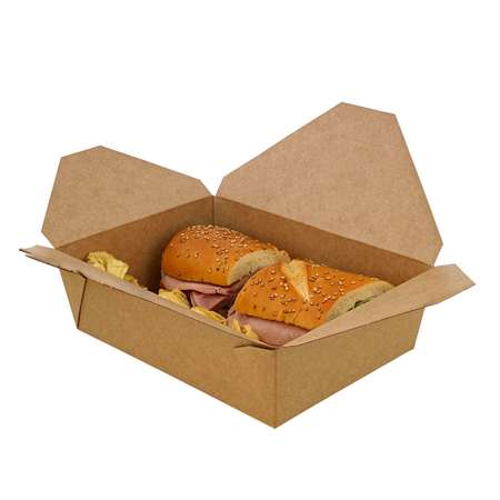 AMERCAREROYAL Royal 7.75"x5.5"x2.5" #3 Kraft Folded Takeout Box, PK200 FTB3N